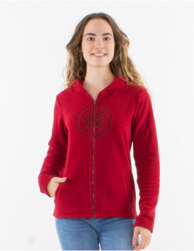 Chaqueta malla poliester polar capuche bordado...