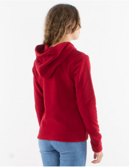 Chaqueta malla poliester polar capuche bordado rosace