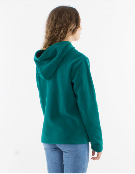 Chaqueta malla poliester polar capuche bordado rosace