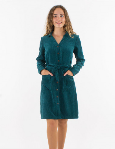 Vestido 88% poliester 12% poliamida con botones...