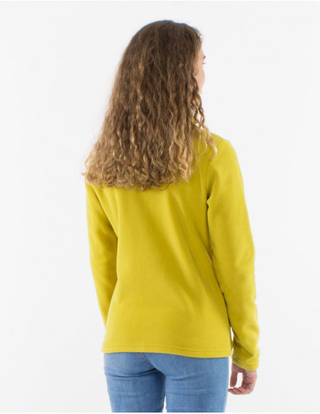 Chaqueta malla poliester polar cuello bordado flores