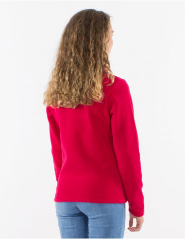 Chaqueta malla poliester polar cuello bordado...