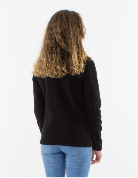 Chaqueta malla poliester polar cuello bordado flores