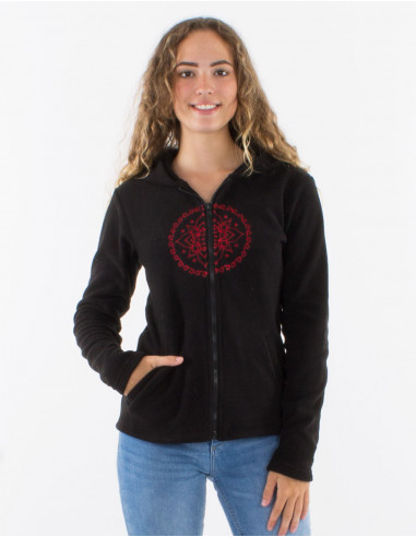 Chaqueta malla poliester polar capuche bordado...