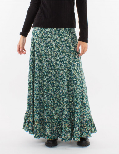 Falda larga poliester doblada estampado dorado