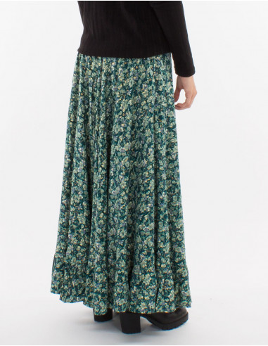 Falda larga poliester doblada estampado dorado