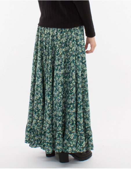 Falda larga poliester doblada estampado dorado