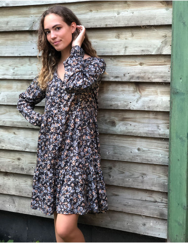 Vestido poliester doblado mangas largas...