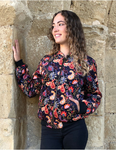 Chaqueta malla poliester terciopelo  estampado...