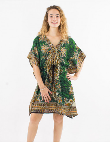 Tunica kaftan poliester estampado