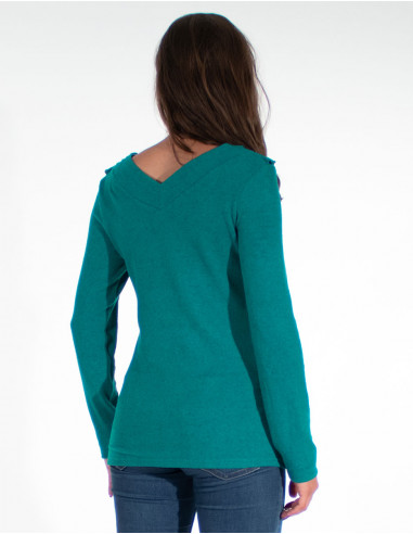 Camiseta 97% poliester 3% elastano cuello v 