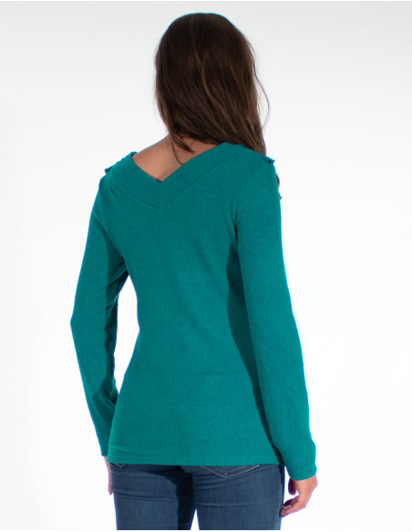 Camiseta 97% poliester 3% elastano cuello v 