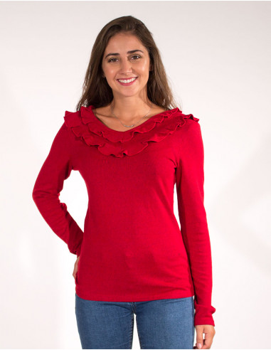 Camiseta 97% poliester 3% elastano cuello v 