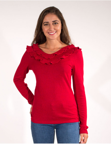 Camiseta 97% poliester 3% elastano cuello v 