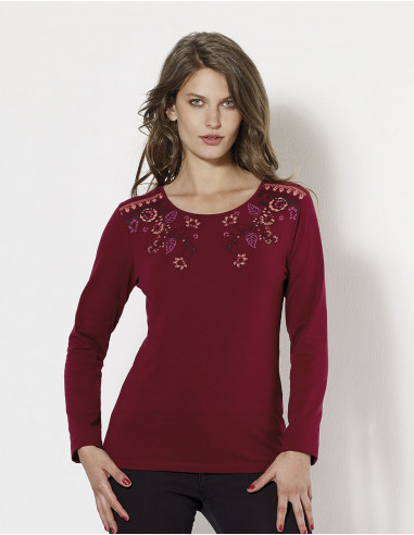 Camiseta 95% algodón 5% elastano flores