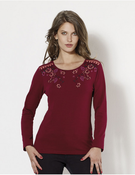 Camiseta 95% algodón 5% elastano flores