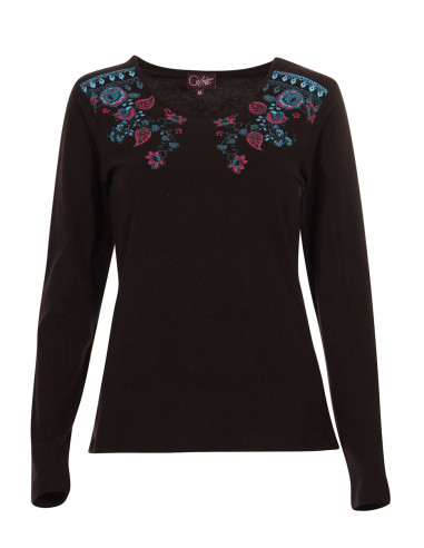 Camiseta 95% algodón 5% elastano flores