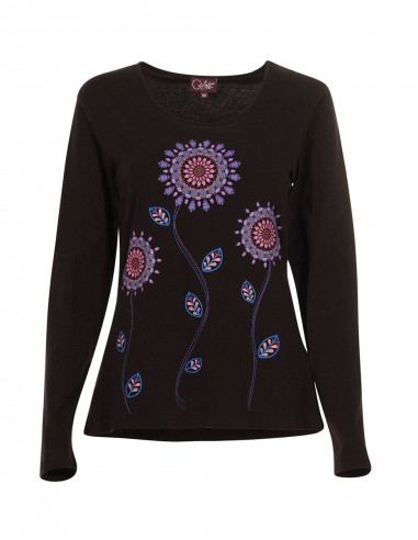 Camiseta 95% algodón 5% elastano flores