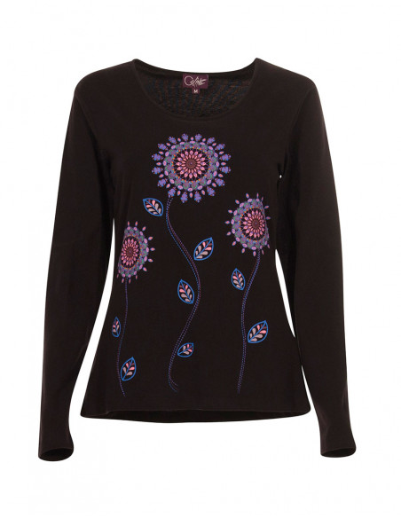 Camiseta 95% algodón 5% elastano flores