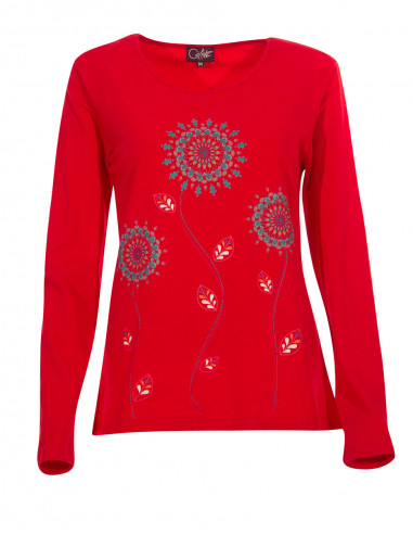 Camiseta 95% algodón 5% elastano flores