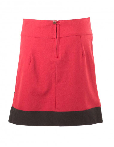 Falda algodón con bordados y pompones