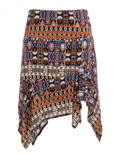 Falda crepe de viscosa doblada estampado santiago