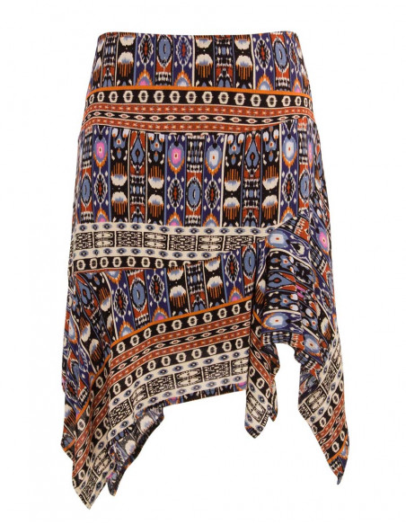 Falda crepe de viscosa doblada estampado santiago