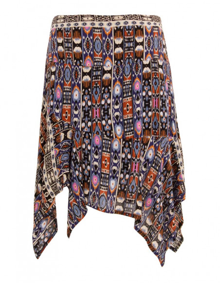 Falda crepe de viscosa doblada estampado santiago