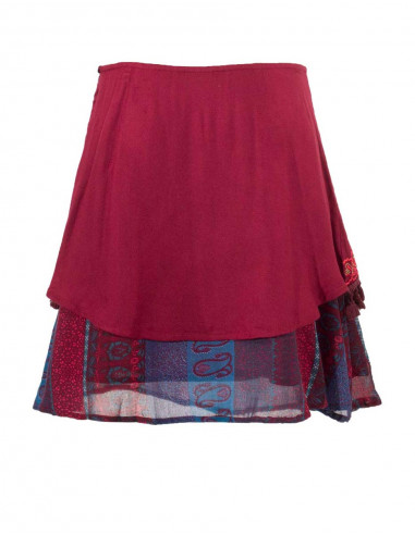 Falda poliester doblada patchwork y flecos