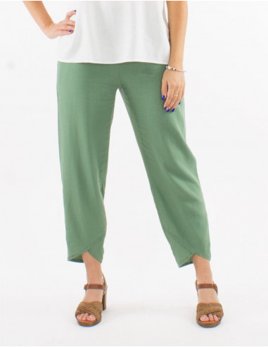 Pantalon 54% lino 46% viscosa 2 bolsillos...