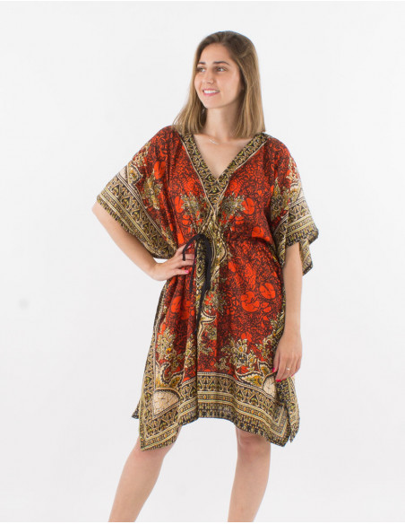 Tunica kaftan poliester estampado
