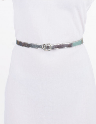 Cinturón liso de poliuretano con hebilla metálica