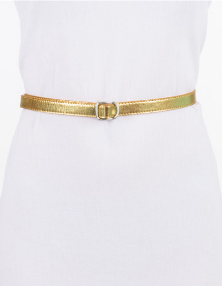 Cinturón liso de poliuretano con hebilla metálica