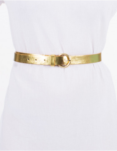 Cinturón liso de poliuretano con hebilla metálica