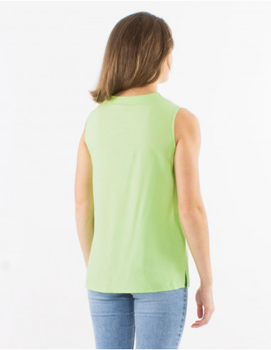 Blusa viscosa lisa cuello mao con botones  sin...