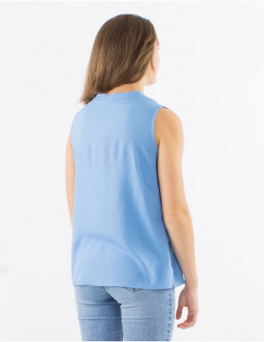 Blusa viscosa lisa cuello mao con botones  sin...