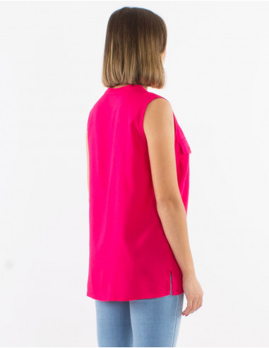Blusa viscosa lisa cuello mao con botones  sin...