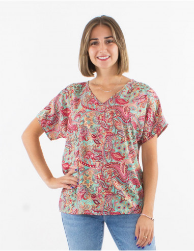 Blusa poliester mangas cortas estampado road...