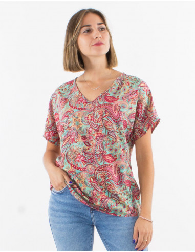 Blusa poliester mangas cortas estampado road...