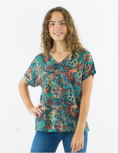 Blusa poliester mangas cortas estampado road...