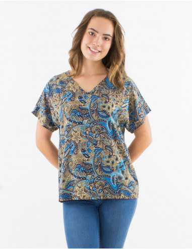 Blusa poliester mangas cortas estampado road...