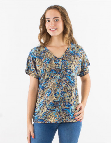 Blusa poliester mangas cortas estampado road...