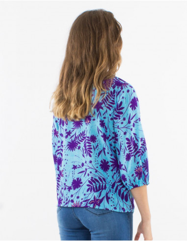 Blusa poliester con botones mangas 3/4...