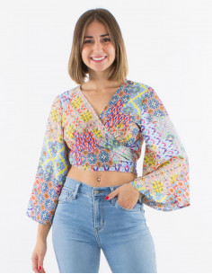 Blusa poliester mangas...