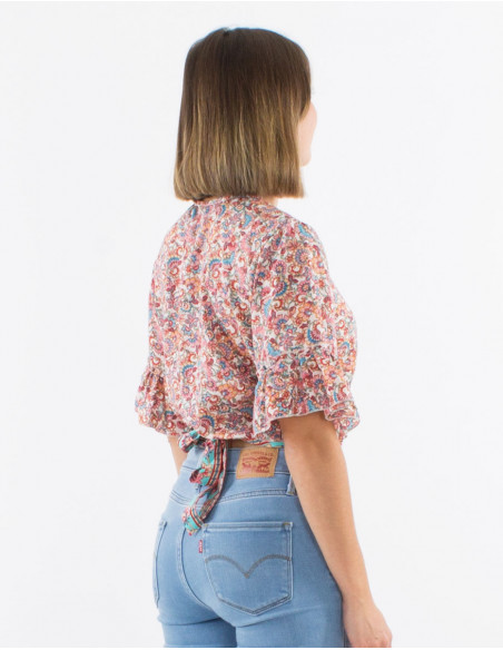 Blusa poliester mangas cortas  estampado floral