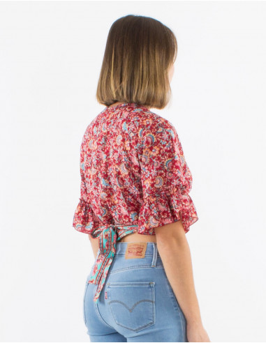 Blusa poliester mangas cortas  estampado floral