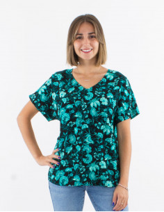 Blusa viscosa mangas cortas...