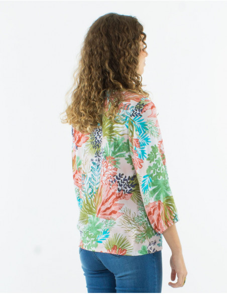 Blusa viscosa mangas 3/4 estampado oceano