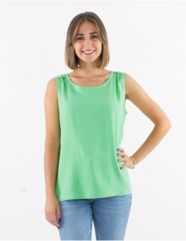 Blusa 54% lino 46% viscosa sin mangas