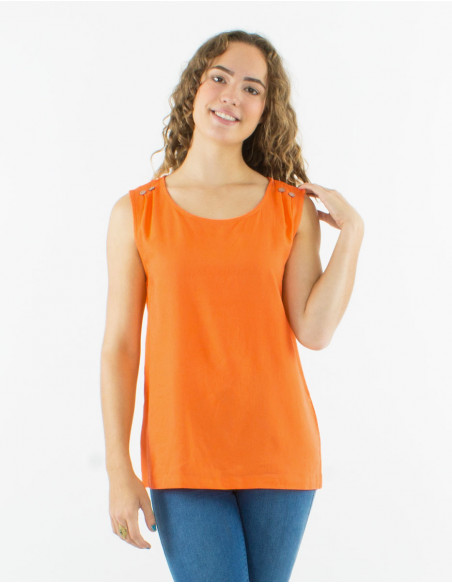 Blusa 54% lino 46% viscosa sin mangas